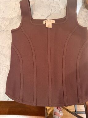 Bailey 44 Chocolate Brown Ribbed Square-Neck Tank